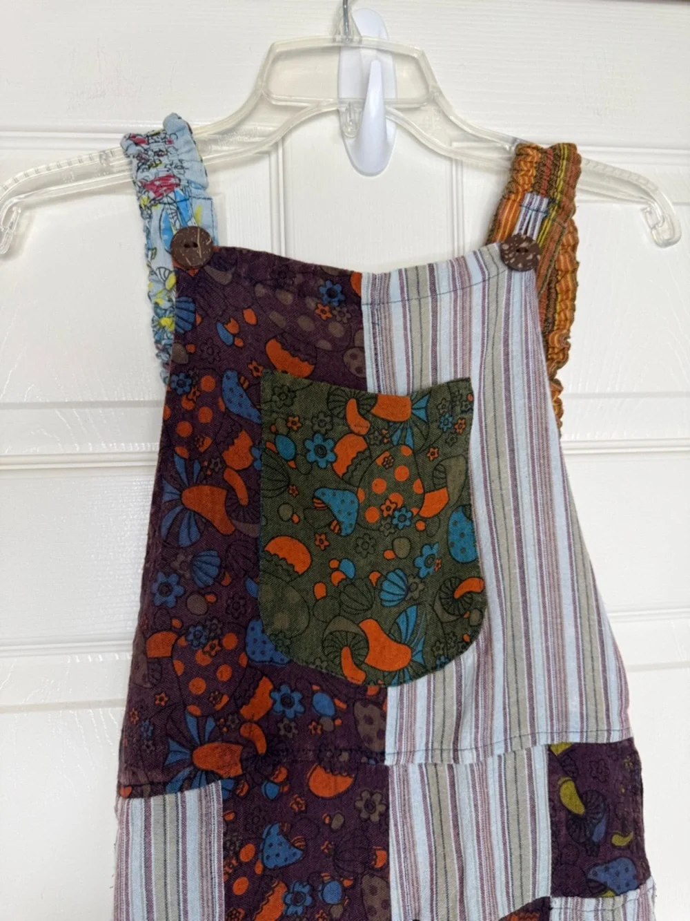 Kathmandu Imports Patchwork Jumpsuit Wide Leg One Size Artsy Hippie Cotton Overa - Picture 3 of 14